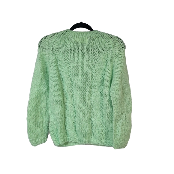 Vintage Mohair Knitwear Cozy Casual Chic style Spearmint Button up Knit cardigan - Picture 3 of 10